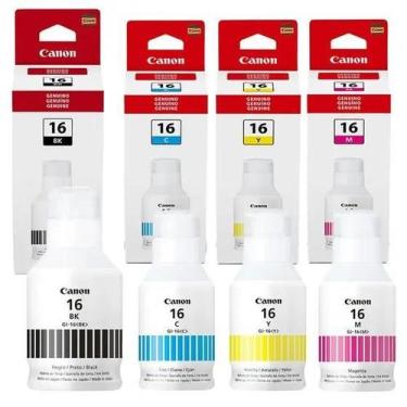 Imagem de Kit 04 Frascos de Tintas Canon GI 16 para GX6010, GX7010 e GX5010