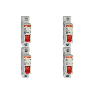 Imagem de Kit C/4 - Disjuntor Steck Din Unipolar 10A Sd61 C Sdd61C10