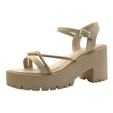 Imagem de Sandália Feminina Salto Medio Strass Plataforma Ramarim