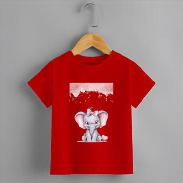 Imagem de Camiseta Infantil Menina Elefante Chuva Rosa Personalizada Modinha Del