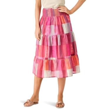 Imagem de NIC+ZOE Saia xadrez feminina pôr do sol, Rosa Multi, P
