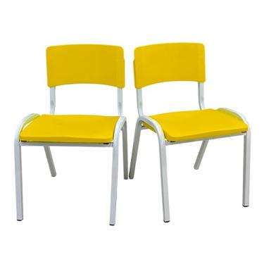 Imagem de Ecom Home - Conjunto 2 Cadeiras Infantil Iso Amarela Brinquedotecas Escolas Maternal Creche Mini Jardim