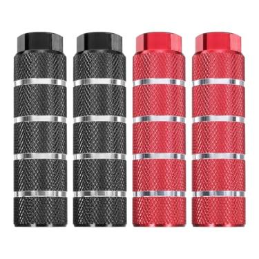 Imagem de HARFINGTON 2 pares de pinos de bicicleta de liga de alumínio para acrobacias traseiras antiderrapantes listrados suportes de assento traseiro servem para eixos de 9,5 mm para mountain bike, preto e