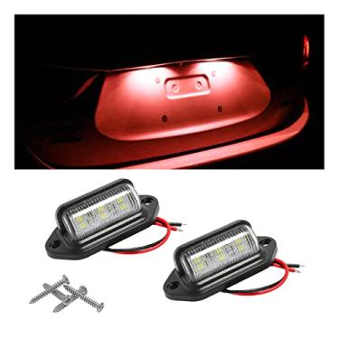 Imagem de 2 peças de luz LED para placa de carro, 12 V/24 V à prova d'água 6-SMD luz traseira para a maioria dos carros, caminhões, trailers, ônibus, luz de cortesia degrau, luzes de cúpula/carga (vermelha)