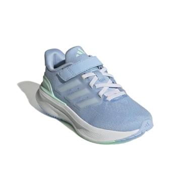 Imagem de adidas Tênis infantil unissex Ultrabounce 5 de renda elástica, Azul/branco/menta transparente, 12 Little Kid