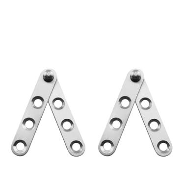 Imagem de JCBIZ Dobradiça pivô de aço inoxidável de 360 graus, 2 peças, dobradiça prateada com núcleo de chão, dobradiça de espelho de banheiro, dobradiça inferior superior para porta invisível para janela,