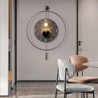 Imagem de Relógio de parede grande para decoração de sala de estar, relógios de parede modernos decorativos operados por bateria, relógio grande silencioso sem tique-taque com pêndulo para quarto, cozinha,