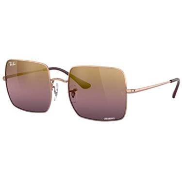 Imagem de Ray-Ban Pacote de óculos de sol RB1971: RB 1971 9202G9 quadrado rosa dourado vermelho espelho Po e kit de limpeza de óculos, Quadrado ouro rosa vermelho espelhado Po, 54 mm