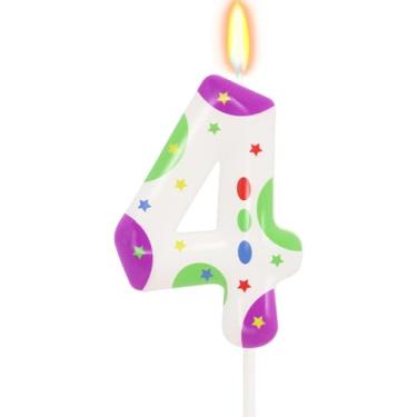 Imagem de Topo de bolo de aniversário com tema de desenho animado número 4 vela de desenho animado dois infinitos e além decorações de aniversário astronauta robô brinquedo desenho animado suprimentos para