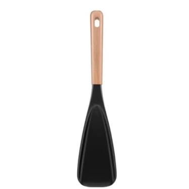 Imagem de LorisArm colheres grandes de cozinha para servir. Colher de silicone antiaderente de 11,2" com cabo de madeira, espátula de servir de borracha resistente ao calor para assar, colher e raspar