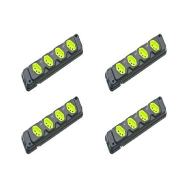 Imagem de Kit C/4 - Tomada Barra Fiolux Quadrupla 2Polos+T20A Preto