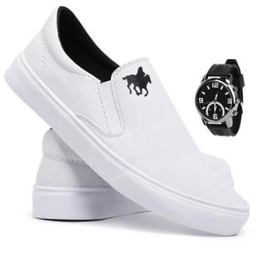 Imagem de Kit Tênis Slip On Iate Sem Cadarço + Relógio Masculino-Masculino