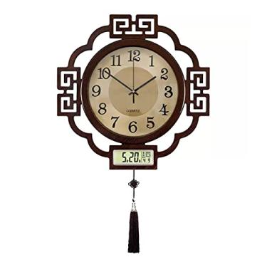 Imagem de LICONG-2020 Relógio de parede vintage relógio de parede de madeira pendurado com calendário perpétuo e visor de termômetro - Relógios de parede silenciosos sem tique-taque, operado por bateria para