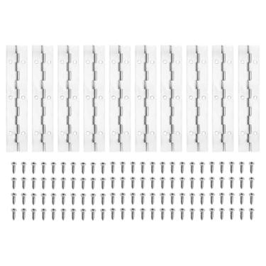 Imagem de PATIKIL Dobradiça de piano de 15 x 3 cm, dobradiça contínua de aço inoxidável 10Plver 304 com furos para porta de portão de piano, caixa de armazenamento de madeira, barco, para armário, prata