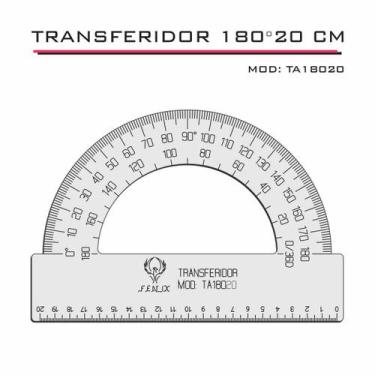 Imagem de Transferidor  180 20cm Acrílico Transp Desenho Técnico Fenix