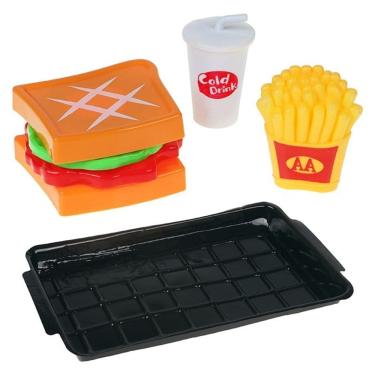 Imagem de Kit Lanchinho 4 Peças Lanche Batata Frita Refrigerante Pratinho Brinquedo Fast Food Infantil
