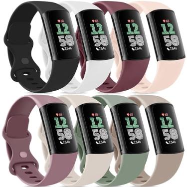 Imagem de Vancle Pulseira para Fitbit Charge 6/Fitbit Charge 5 para mulheres e homens, pacote com 8, pulseiras esportivas macias clássicas