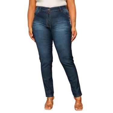 Imagem de Calça Feminina Plus Size Skinny Lavagem Escura Estonado - Sk Jeans, Az