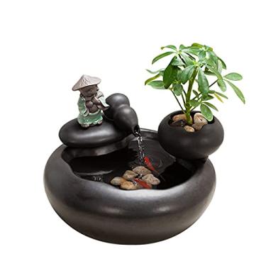 Imagem de XIANGGUI 1983 Fonte de mesa cascata de mesa Feng Shui Zen interior desktop cascata fonte ornamentos para casa, escritório, quarto, relaxamento, fontes, decoração