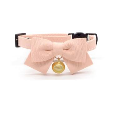 Imagem de Linda coleira para animais de estimação com laço e sino, coleira de identificação de gato, etiqueta com nome de cachorro, coleira separatista para gatinhos e filhotes, animais de estimação pequenos