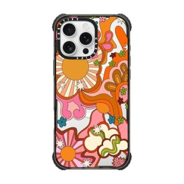 Imagem de CASETiFY Capa Ultra Impact para iPhone 16 Pro Max [Strong Slim / 3,5 m 5X Militray Grade Drop Protection/Compatível com Magsafe] - Seventies Psychedelic - Preto Transparente