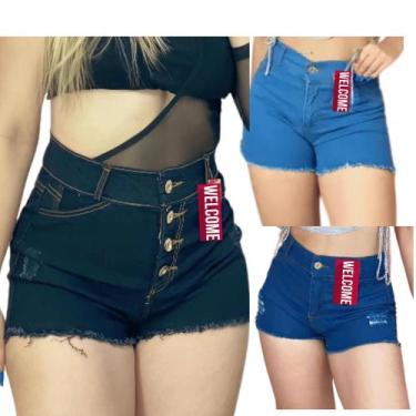 Imagem de Kit 10 Shorts Jeans Femininos Cintura Alta Premium Kit Econômico - Sho