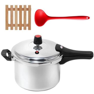 Imagem de Panela Pressão 4,5L Fechamento Externo + Descanso + Concha - Marcolar