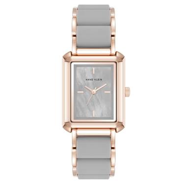 Imagem de Anne Klein Relógio feminino com pulseira de silicone, Cinza