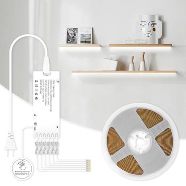 Imagem de CUBITOR Kit De Fita De Led Para Armários, Potência Difusa Com 6 Portas De Saída, Fita De Cob 6500K Branco Frio Cortável De 5 M, Interruptor Manual E Dimmer De Antepara, Para Estojo De Cofre De Arma