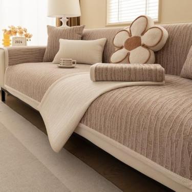 Imagem de WMLTZFUS Capa de sofá de chenille seccional de pele macia grossa para cães, crianças, protetor de móveis macio para sofá de 2 3 e 4, estilo moderno, antiderrapante, adequado para animais de estimação