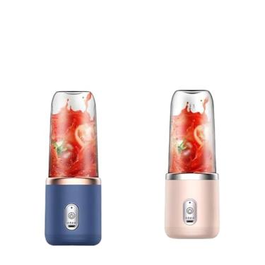 Imagem de Espremedor Elétrico Mini Liquidificador Portátil 4 Lâminas De Suco De Alimentos Misturador 400ml (1 COPO AZUL E ROSA)