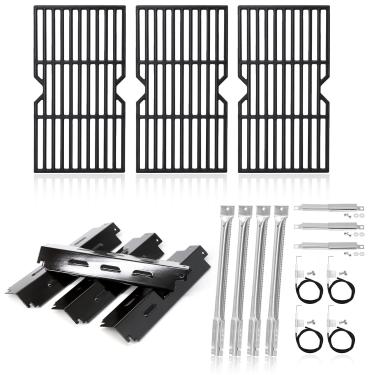 Imagem de Adviace Peças de reposição para churrasqueira Charbroil 463420508 463420509 463420507 grelha, grelhas e queimador e Igniter, escudo térmico e tubos de transporte para Char-Broil