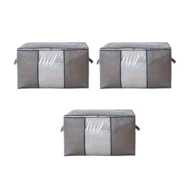 Imagem de Caixa Organizadora Flexível Closet Roupa Cobertor Casacos Armário (Kit 3 Pecas Cinza)