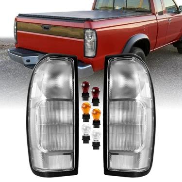 Imagem de USR 98-04 D22 Luz traseira de caminhonete – Conjunto de lâmpadas traseiras (esquerda + direita) par - compatível com caminhonetes Nissan Frontier 1998-2004 todos os modelos (luzes traseiras de lentes