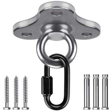 Imagem de Dolibest Âncora de teto, suporte de teto com mosquetão para ioga, balanço, suspensão, suporte de resistência, âncora de parede para sistemas de treinamento de força com peso corporal, 499 kg