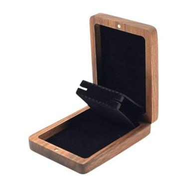 Imagem de Deevoka Jóias Organizador Brincha Caixa de armazenamento de estojo Colares de madeira portáteis de madeira portátil Site de brinco de estojo para mulheres Mãe, Noz