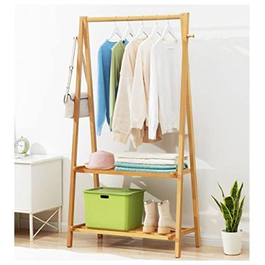 Imagem de Arara de roupas de bambu, cabide independente para roupas, guarda-roupas, trilho para corredor, quarto, loja de varejo/cor primária/86 cm