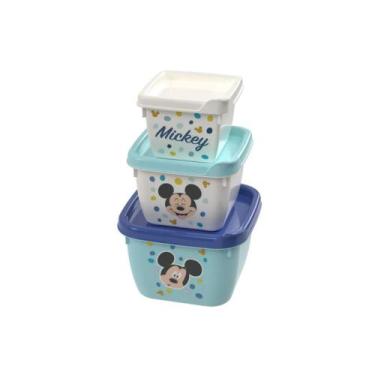 Imagem de Kit 3 Potes Conjunto Infantil Lanches Papinha Plasutil, Mickey