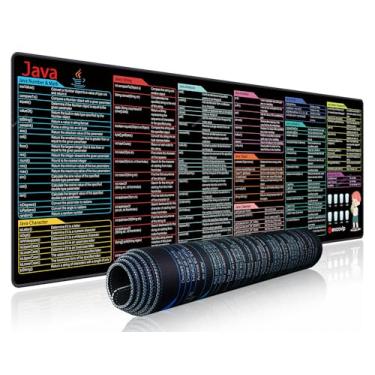 Imagem de exco vip Shortcuts Mouse Pad para Java - 89 x 30 x 0,2 cm, folha de referências, grande, para PC, escritório, planilha, teclado, tapete de mouse, borda costurada antiderrapante 0488
