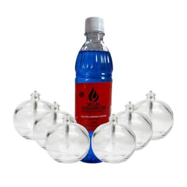 Imagem de 6 Lamparinas 100ml Fluído 500ml Calmante Recepção Clínica - Velas Jesu