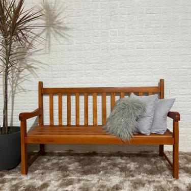 Imagem de Banco de Jardim Namoradeira de Madeira 3 lugares Com Verniz - Floresta