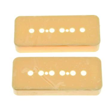 Imagem de KAISH Conjunto de 2 capas de captador de guitarra P90 com espaçamento de mastro de 50 mm em creme para captador de barra de sabão para Les Paul