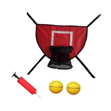Imagem de Generic Mini cesta de basquete para trampolim, acessórios para fixação em trampolim, resistente para basquete de enterrada, tabela leve, Vermelho