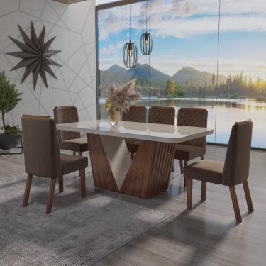 Imagem de Sala de Jantar 180X90 Fenix Ame/Off Bom Pastor 6 Cadeiras