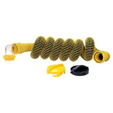 Imagem de Saturnhose Kit de mangueira de esgoto RV de 20 pés resistente ao sol resistente a vazamentos com tampa de armazenamento de adaptador de esgoto de visão clara de 90 graus