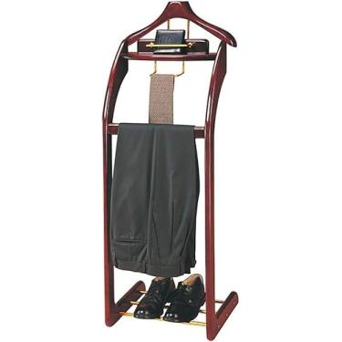 Imagem de Conjunto De Suporte De Roupas Independentes Cabide De Terno De Chão Servo Mudo Madeira Maciça Para Pendurar Camisas, Calças Banheiro Escritório Quarto - L 41 X W 35 X H 116cm