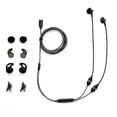 Imagem de Sanxir Fones de ouvido com tubo de ar, fones de ouvido anti-EMF com conector USB-C, fones de ouvido com tubo de ar com proteção contra radiação, controle de volume, ajuste confortável (preto)