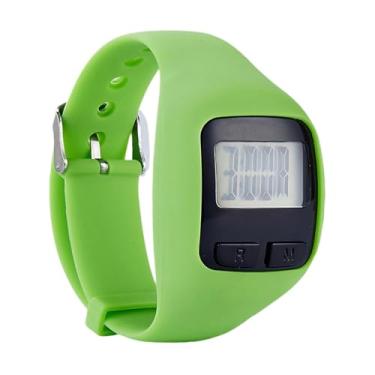 Imagem de AsrMyjcx Relógio Pedômetro, Relógio de Passo de Silicone Sem Carregamento Simples Contador de Passos Relógio de Pulso para Mulheres Homens Entusiastas de Camin, verde