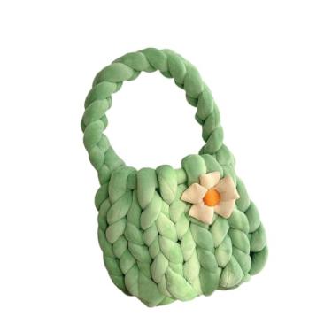 Imagem de UxicRuya Mulheres Bolsa de Crochet Saco acolchoado Bolsa Casual Versátil Decorativa macia de tecida à mão para viagens de primavera verão verão, Verde