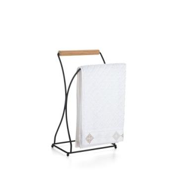 Imagem de Suporte Porta Toalha De Mão Lavabo Banheiro Piatina Luxo Madeira Teca 